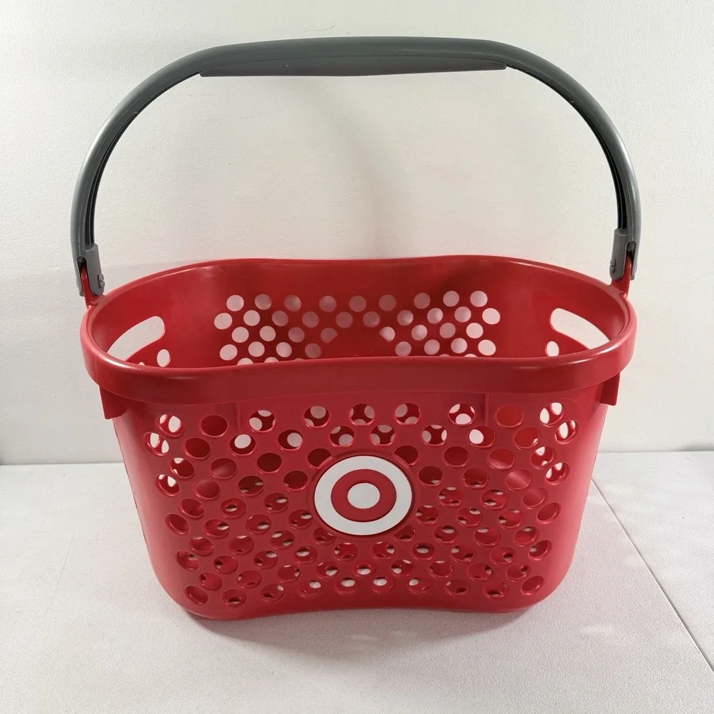 Target Full Size Shopping Basket Gray Handle Red Bullseye Logo Storage Kids Play